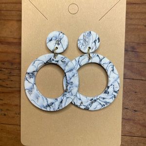 White Marble Polymer Clay Drop Earrings